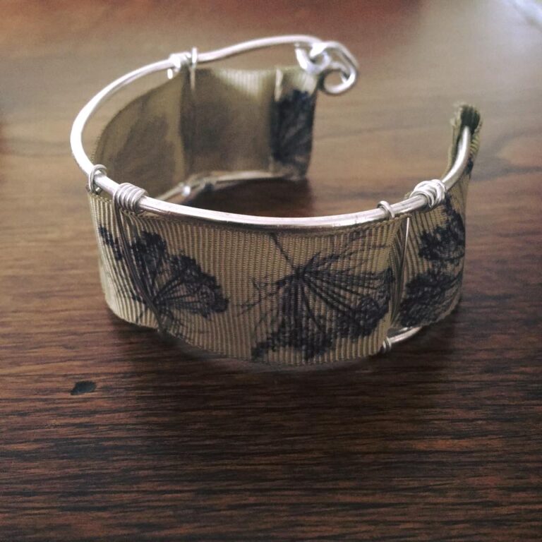 Ribbon Wire Wrapped Bracelet Cuff